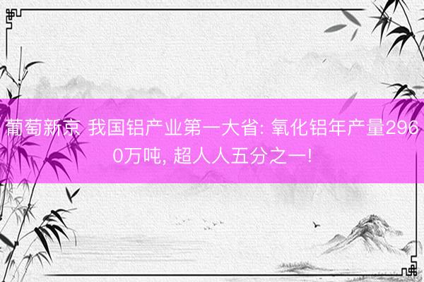 葡萄新京 我国铝产业第一大省: 氧化铝年产量2960万吨， 超人人五分之一!