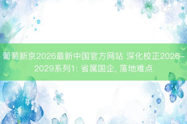 葡萄新京2026最新中国官方网站 深化校正2026-2029系列1: 省属国企， 落地难点
