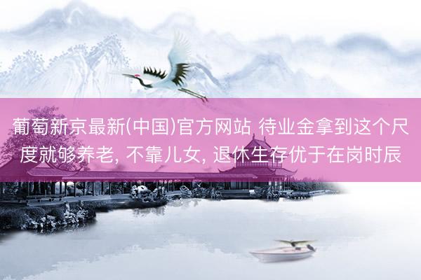 葡萄新京最新(中国)官方网站 待业金拿到这个尺度就够养老， 不靠儿女， 退休生存优于在岗时辰