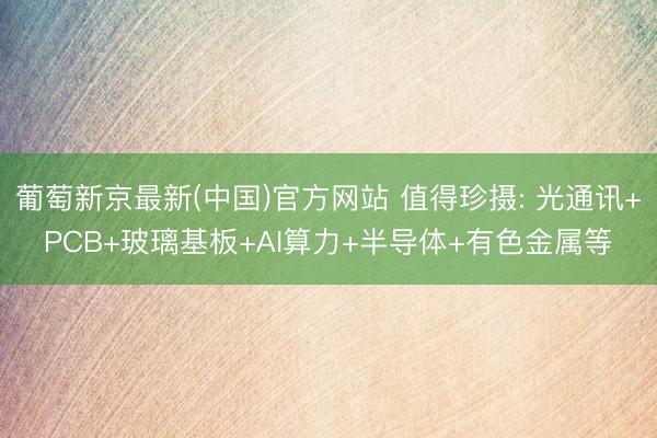 葡萄新京最新(中国)官方网站 值得珍摄: 光通讯+PCB+玻璃基板+AI算力+半导体+有色金属等