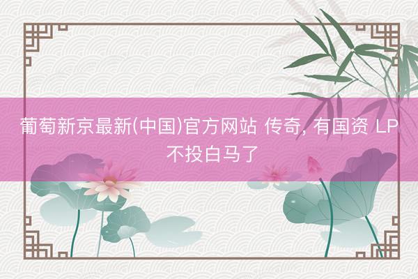 葡萄新京最新(中国)官方网站 传奇， 有国资 LP 不投白马了