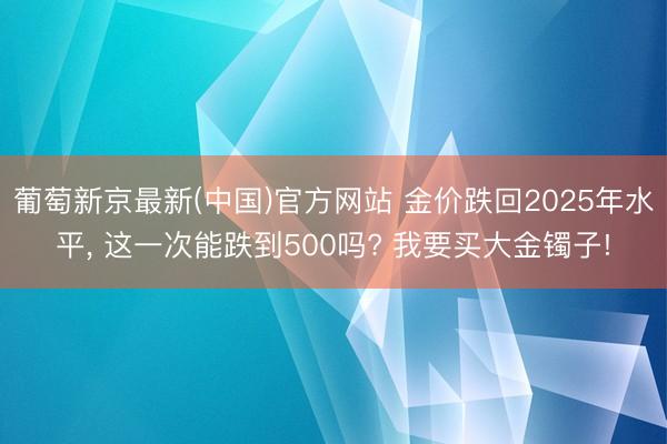 葡萄新京最新(中国)官方网站 金价跌回2025年水平， 这一次能跌到500吗? 我要买大金镯子!