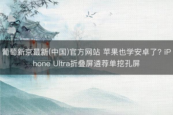 葡萄新京最新(中国)官方网站 苹果也学安卓了? iPhone Ultra折叠屏遴荐单挖孔屏