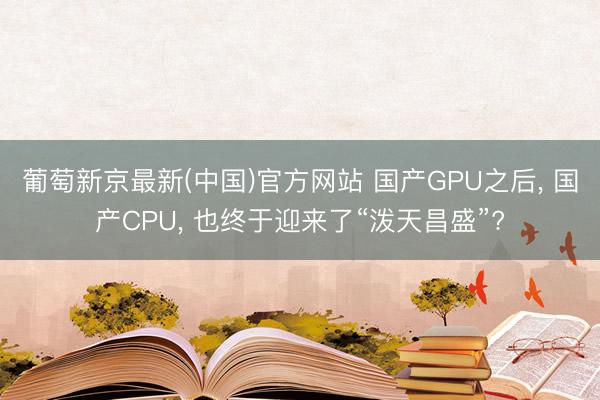葡萄新京最新(中国)官方网站 国产GPU之后， 国产CPU， 也终于迎来了“泼天昌盛”?