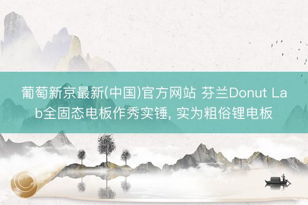 葡萄新京最新(中国)官方网站 芬兰Donut Lab全固态电板作秀实锤， 实为粗俗锂电板