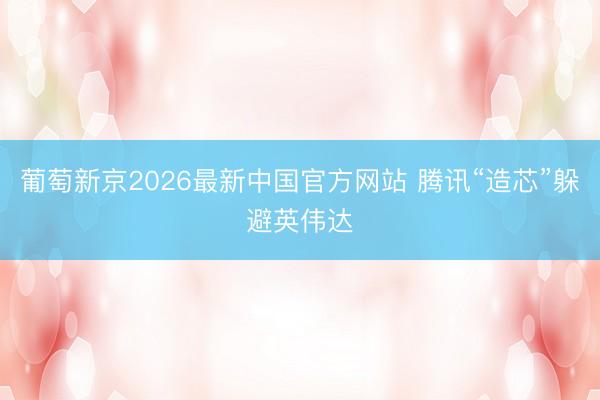 葡萄新京2026最新中国官方网站 腾讯“造芯”躲避英伟达