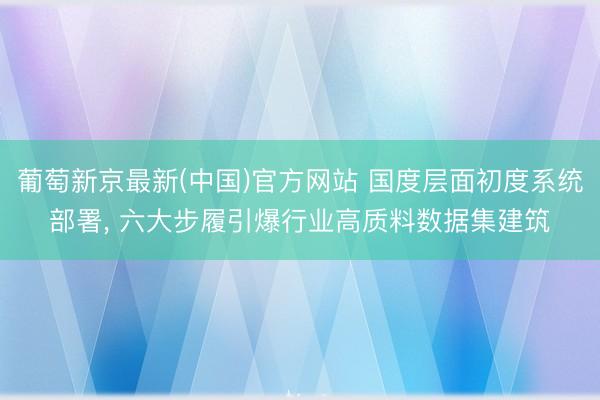 葡萄新京最新(中国)官方网站 国度层面初度系统部署, 六大步履引爆行业高质料数据集建筑