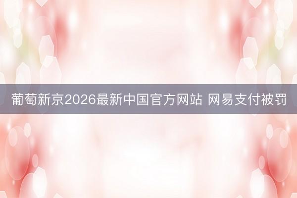 葡萄新京2026最新中国官方网站 网易支付被罚