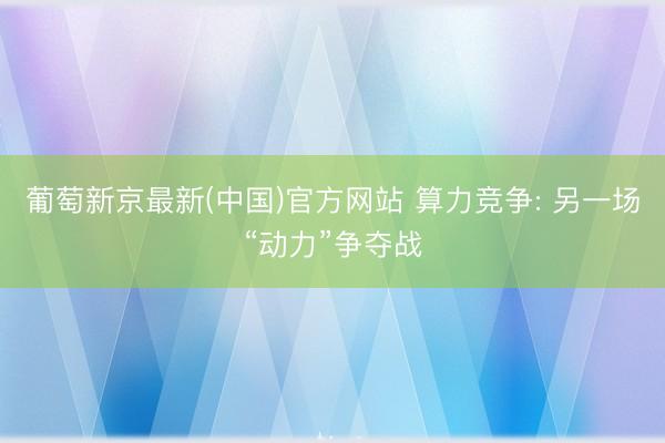 葡萄新京最新(中国)官方网站 算力竞争: 另一场“动力”争夺战