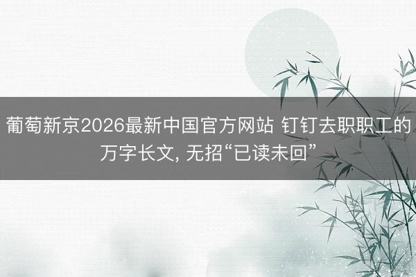 葡萄新京2026最新中国官方网站 钉钉去职职工的万字长文， 无招“已读未回”