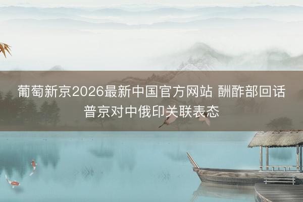 葡萄新京2026最新中国官方网站 酬酢部回话普京对中俄印关联表态