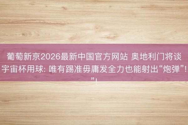 葡萄新京2026最新中国官方网站 奥地利门将谈宇宙杯用球: 唯有踢准毋庸发全力也能射出“炮弹”!