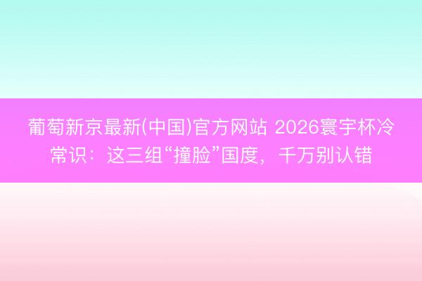 葡萄新京最新(中国)官方网站 2026寰宇杯冷常识:这三组“撞脸”国度,千万别认错