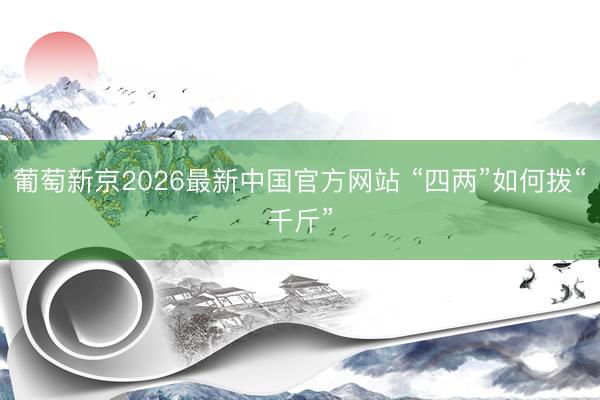葡萄新京2026最新中国官方网站 “四两”如何拨“千斤”