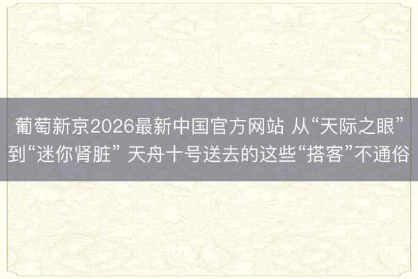 葡萄新京2026最新中国官方网站 从“天际之眼”到“迷你肾脏” 天舟十号送去的这些“搭客”不通俗