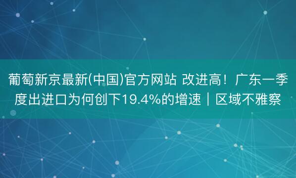 葡萄新京最新(中国)官方网站 改进高！广东一季度出进口为何创下19.4%的增速｜区域不雅察