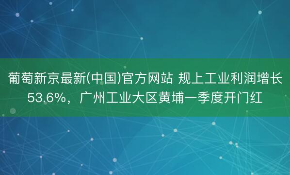 葡萄新京最新(中国)官方网站 规上工业利润增长53.6%，广州工业大区黄埔一季度开门红
