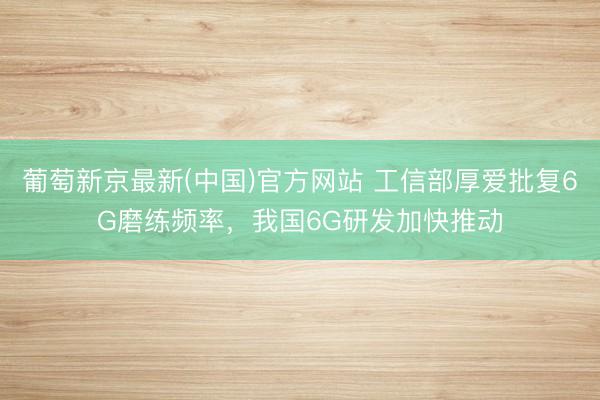 葡萄新京最新(中国)官方网站 工信部厚爱批复6G磨练频率，我国6G研发加快推动