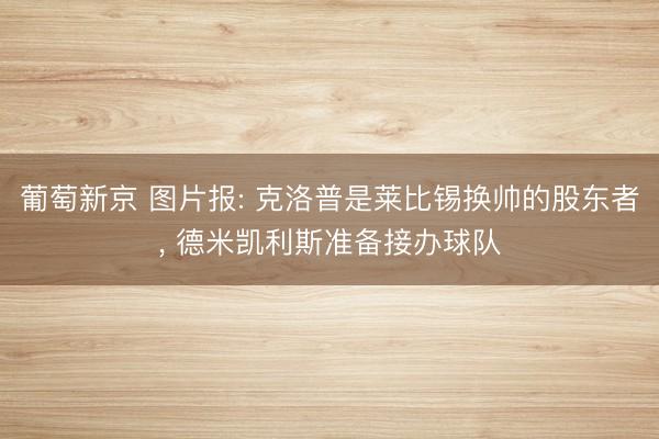 葡萄新京 图片报: 克洛普是莱比锡换帅的股东者， 德米凯利斯准备接办球队